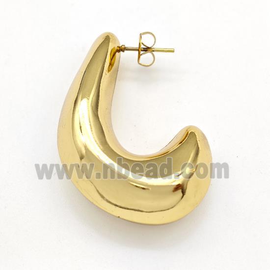 304 Stainless Steel Stud Earring Hollow Gold Plated