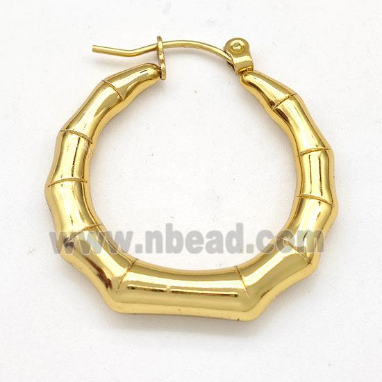 304 Stainless Steel Earring Hollow Bamboo Gold Plated