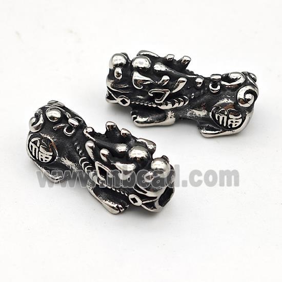 Chinese Pixiu Charms Stainless Steel Beads Large Hole Antique Silver