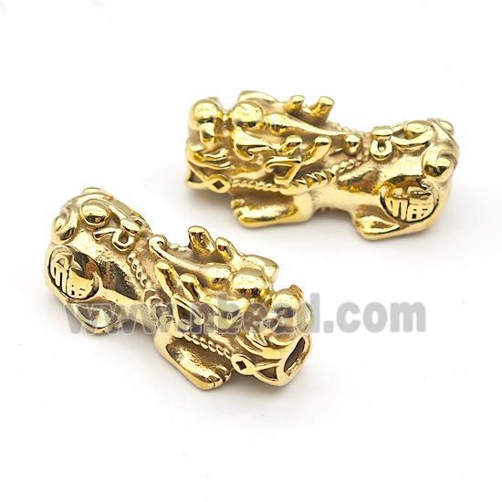 Chinese Pixiu Charms Stainless Steel Beads Large Hole Gold Plated