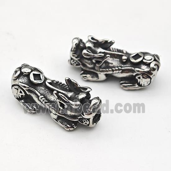 Chinese Pixiu Charms Stainless Steel Beads Large Hole Antique Silver