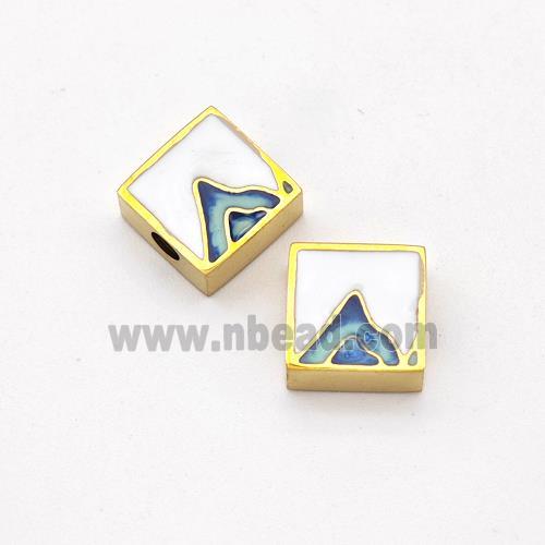 Stainless Steel Square Beads Painted Mountain Gold Plated