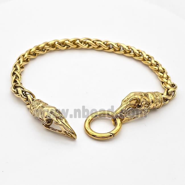 304 Stainless Steel Bracelet Crowhead Gold Plated