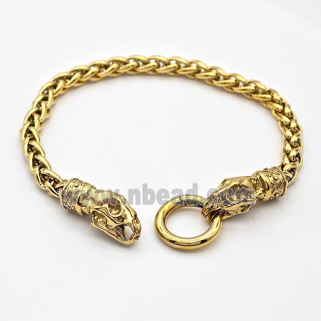 304 Stainless Steel Bracelet Skull Gold Plated