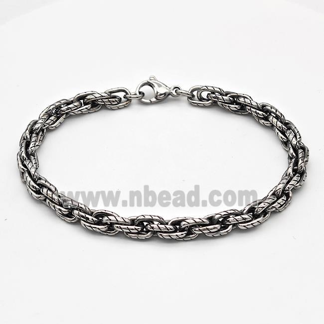 304 Stainless Steel Bracelet Antique Silver