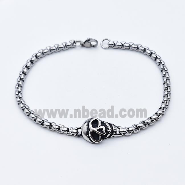 304 Stainless Steel Skull Bracelet Antique Silver