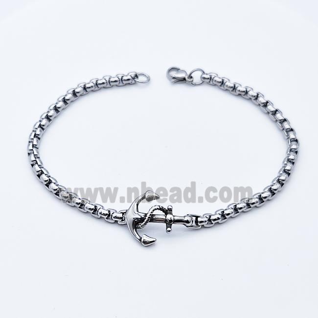 304 Stainless Steel Anchor Bracelet Antique Silver