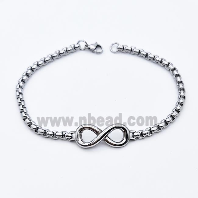 304 Stainless Steel Infinity Bracelet Antique Silver