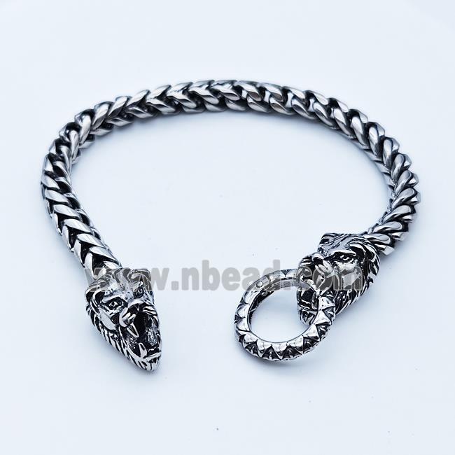 304 Stainless Steel Tiger Bracelet Antique Silver