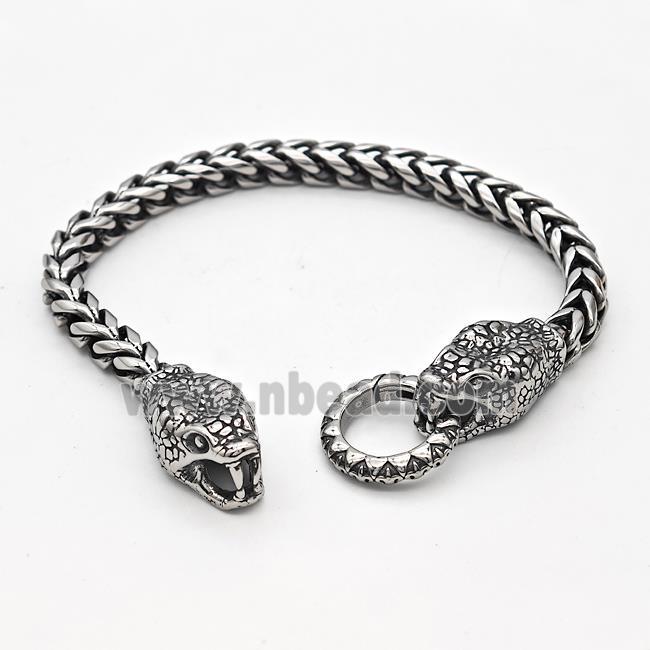 304 Stainless Steel Snake Bracelet Antique Silver