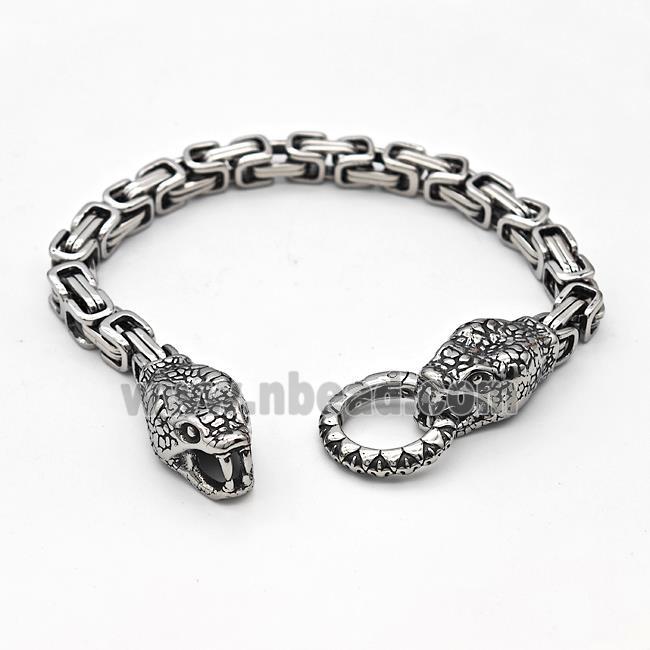 304 Stainless Steel Snake Bracelet Antique Silver