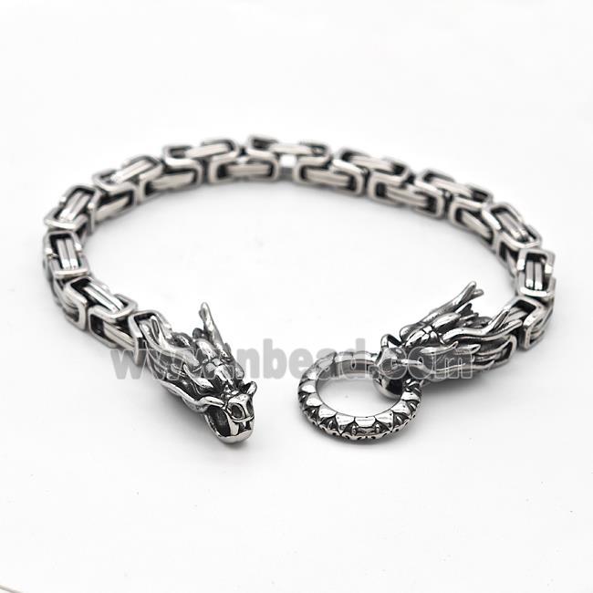 304 Stainless Steel Dragon Bracelet Antique Silver