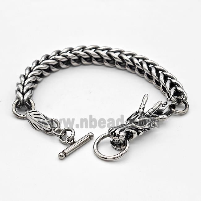 304 Stainless Steel Dragon Bracelet Antique Silver