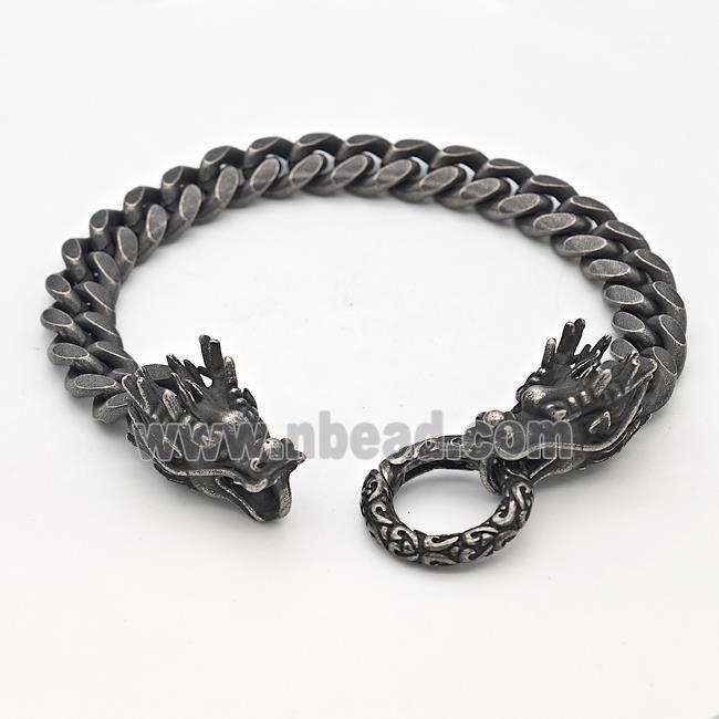 304 Stainless Steel Dragon Bracelet Antique Black