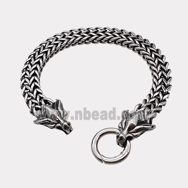 304 Stainless Steel Dragon Bracelet Antique Silver