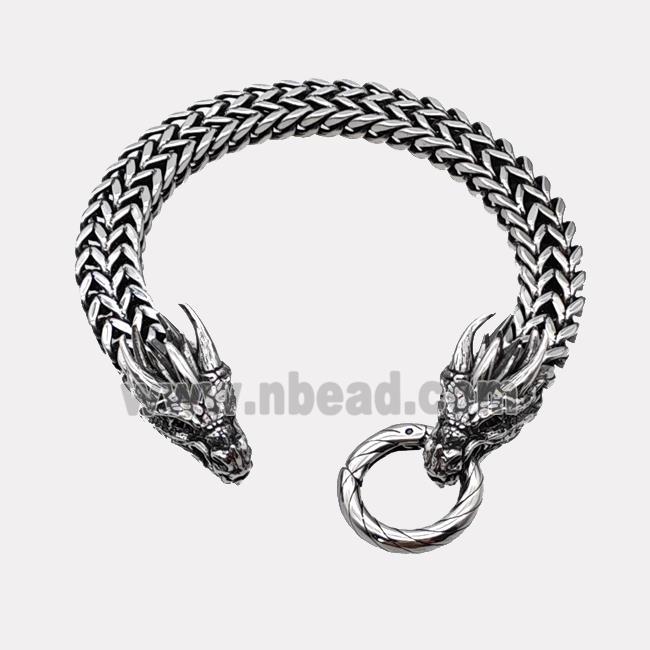 304 Stainless Steel Dragon Bracelet Antique Silver