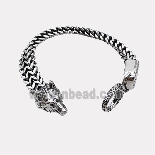 304 Stainless Steel Bracelet Wolf Antique Silver