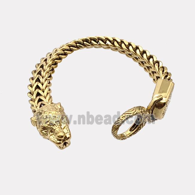 304 Stainless Steel Bracelet Leopard Gold Plated