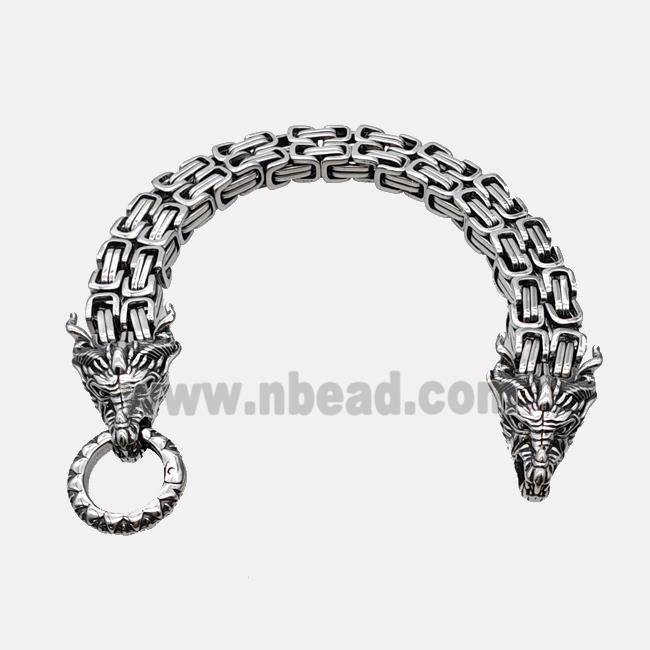 304 Stainless Steel Dragon Bracelet Antique Silver