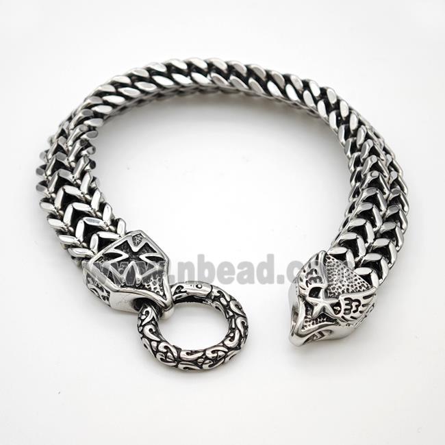 304 Stainless Steel Cross Bracelet Antique Silver