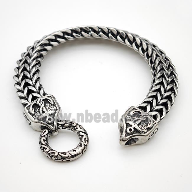 304 Stainless Steel Anchor Bracelet Antique Silver