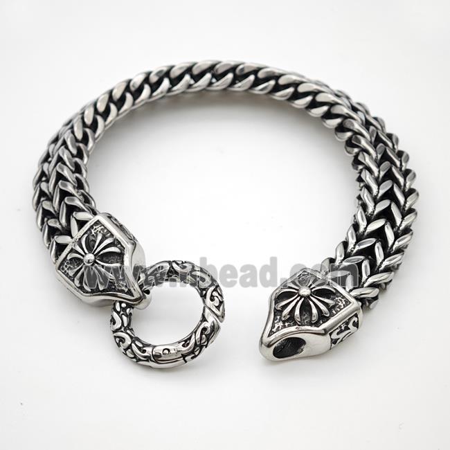 304 Stainless Steel Cross Bracelet Antique Silver