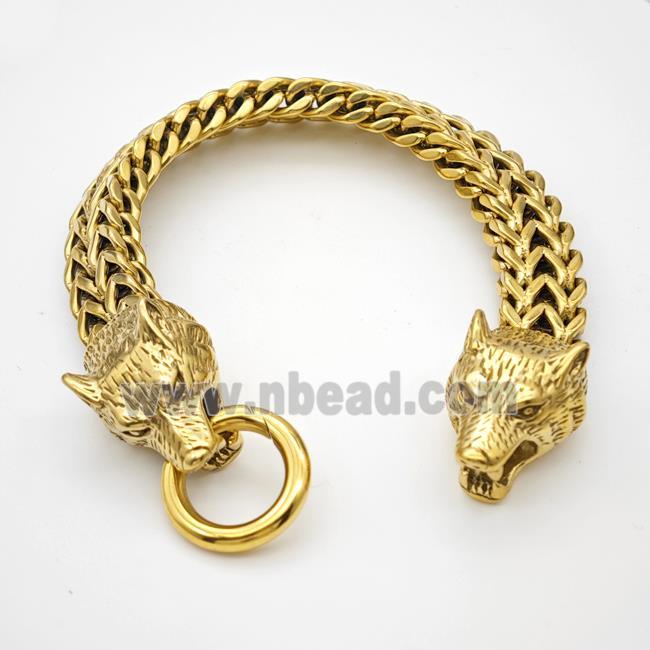 304 Stainless Steel Bracelet Wolf Gold Plated