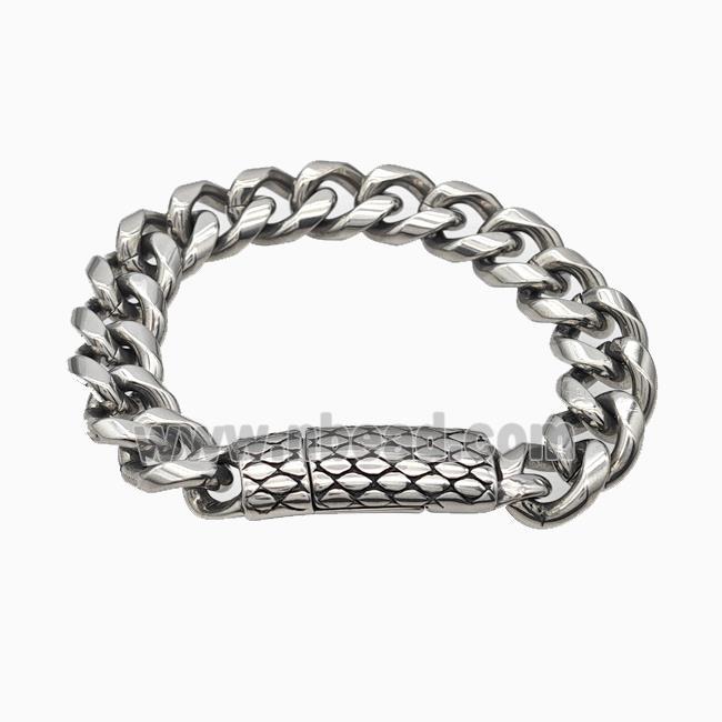 304 Stainless Steel Bracelet Snakeskin Antique Silver