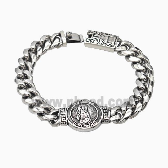 304 Stainless Steel Bracelet Saint Monica Antique Silver