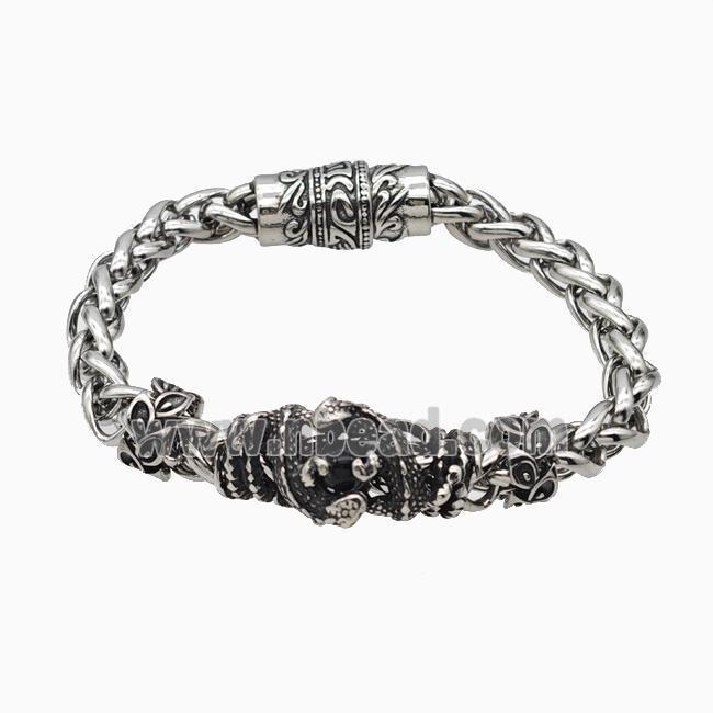 304 Stainless Steel Bracelet Snake Antique Silver