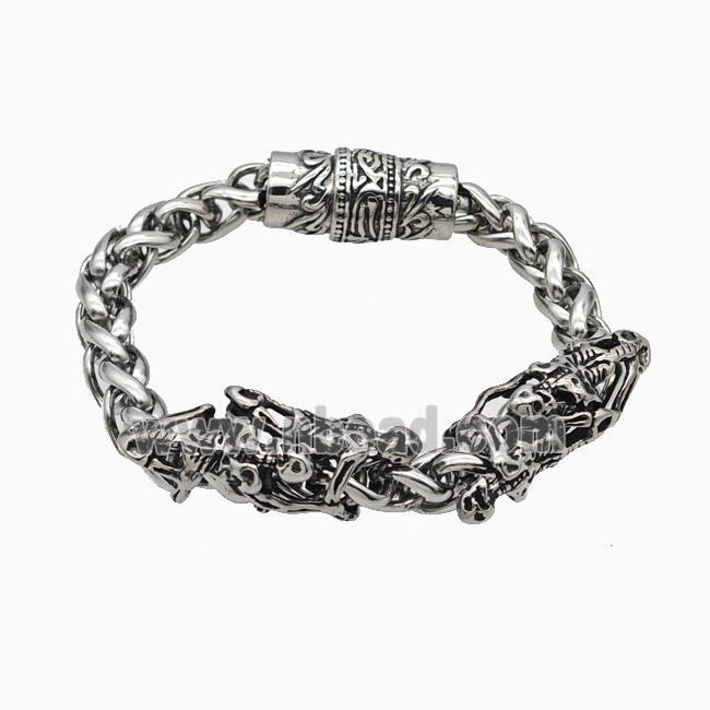 Halloween Skeleton 304 Stainless Steel Bracelet Halloween Skeleton Skull Antique Silver