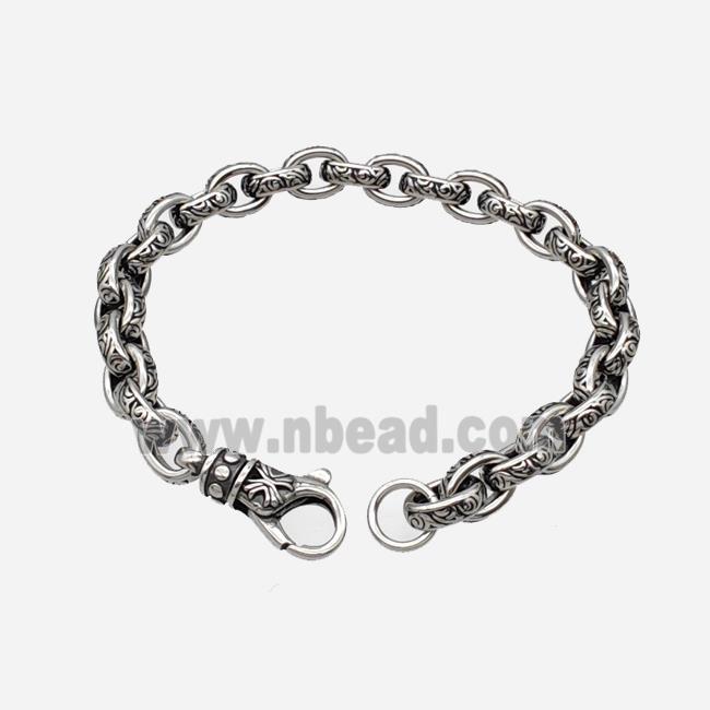 304 Stainless Steel Bracelet Antique Silver