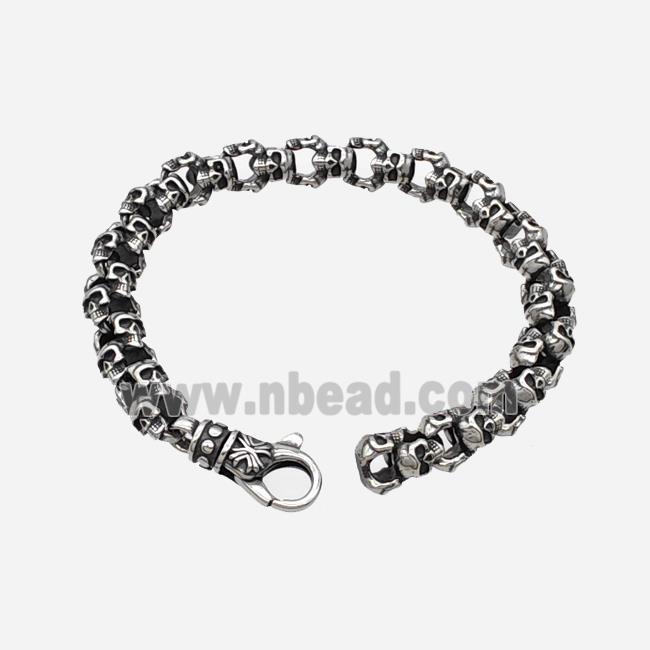 Halloween Skull 304 Stainless Steel Bracelet Antique Silver