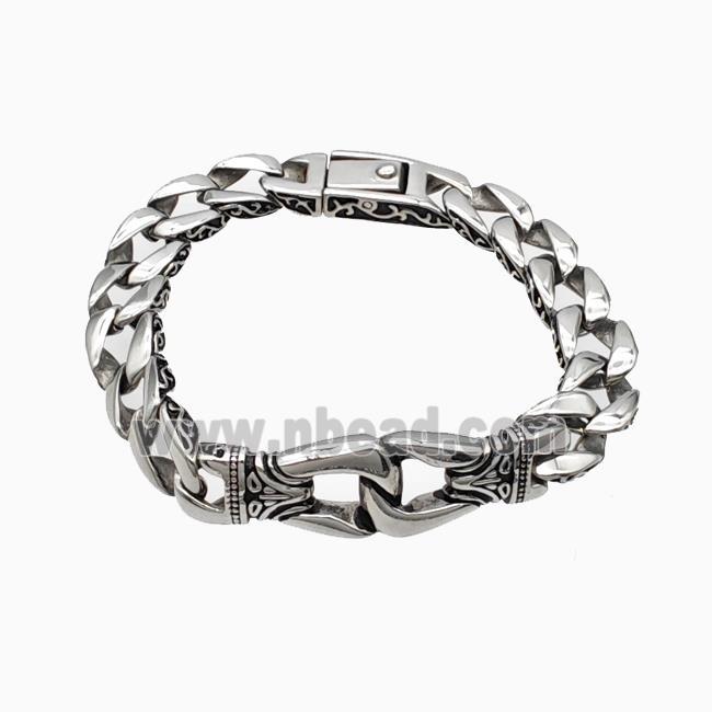 304 Stainless Steel Bracelet Antique Silver