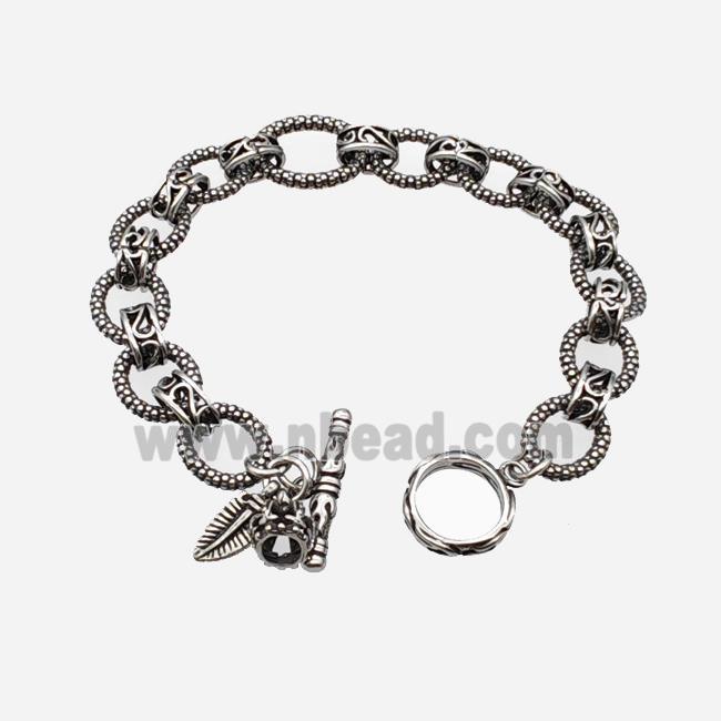 304 Stainless Steel Bracelet Antique Silver