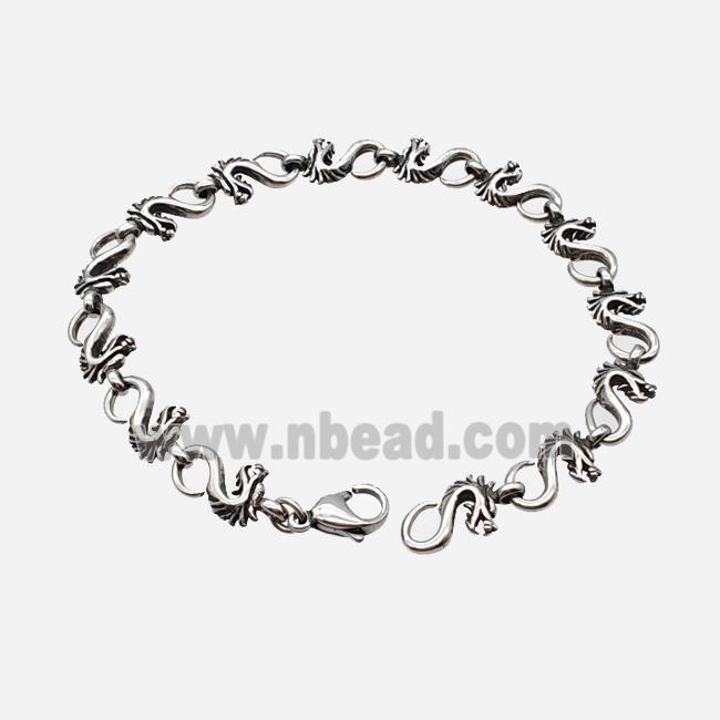 304 Stainless Steel Bracelet Antique Silver