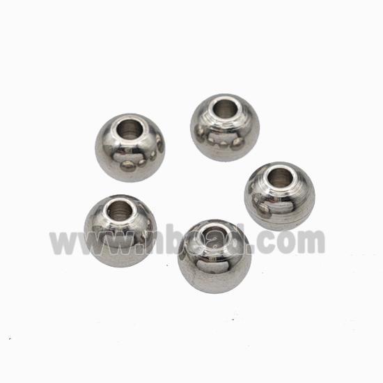 Raw Stainless Steel Round Beads Smooth