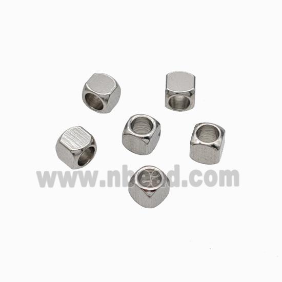 Raw Stainless Steel Cube Beads