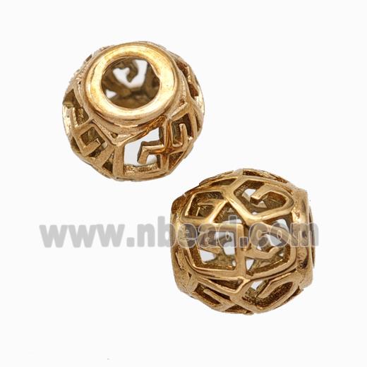 Titanium Steel Barrel Beads Large Hole Hollow Rose Gold