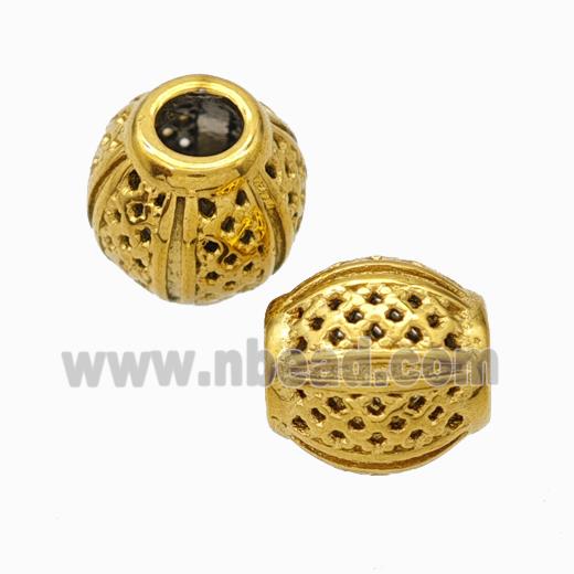 Titanium Steel Barrel Beads Large Hole Hollow Gold Plated