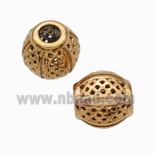 Titanium Steel Barrel Beads Large Hole Hollow Rose Gold