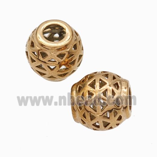 Titanium Steel Barrel Beads Large Hole Hollow Rose Gold