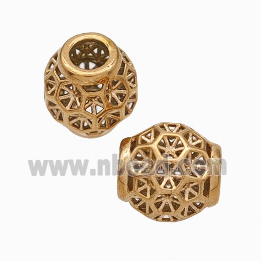 Titanium Steel Barrel Beads Large Hole Hollow Rose Gold