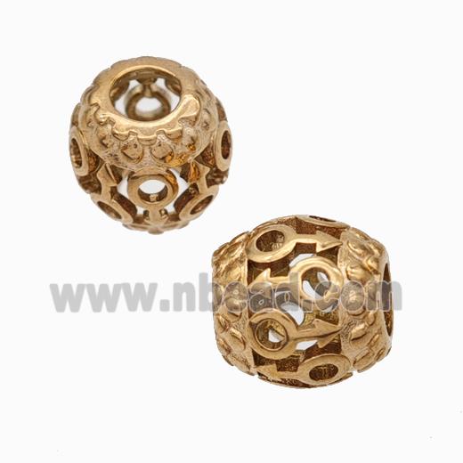 Titanium Steel Barrel Beads Large Hole Hollow Rose Gold