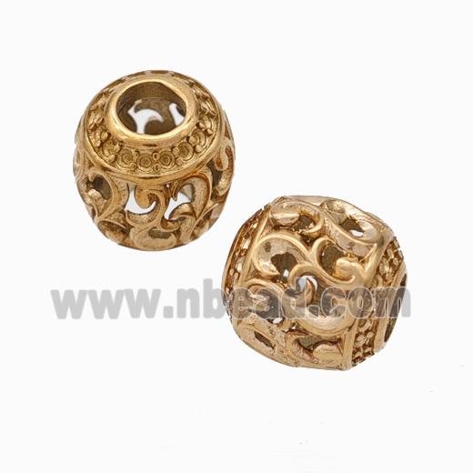 Titanium Steel Barrel Beads Large Hole Hollow Rose Gold