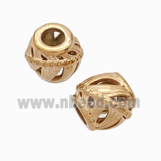 Titanium Steel Barrel Beads Large Hole Hollow Rose Gold