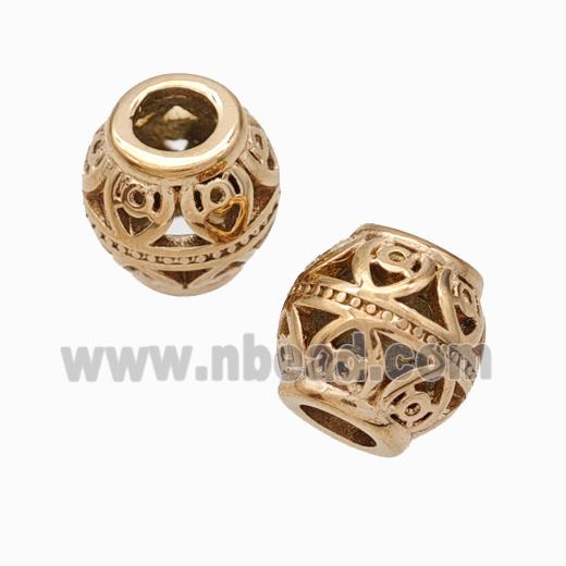 Titanium Steel Barrel Beads Large Hole Hollow Rose Gold