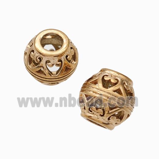 Titanium Steel Barrel Beads Large Hole Hollow Rose Gold