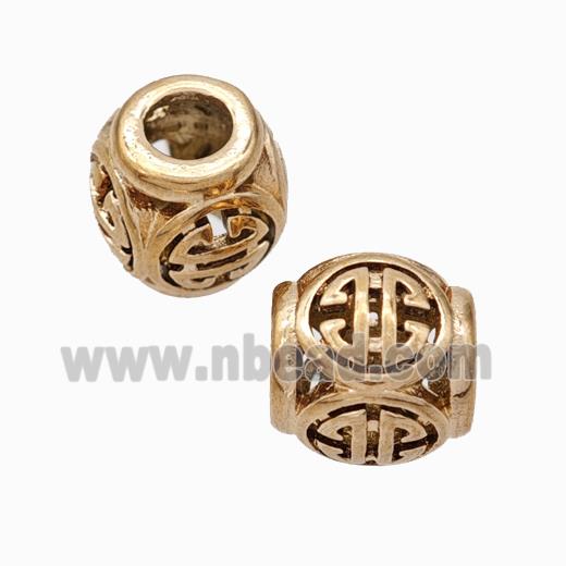 Titanium Steel Barrel Beads Large Hole Hollow Rose Gold