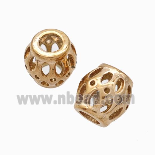 Titanium Steel Barrel Beads Large Hole Hollow Rose Gold